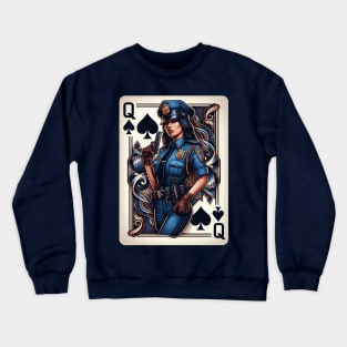 Policewoman Playing Card Queen of Spades Crewneck Sweatshirt